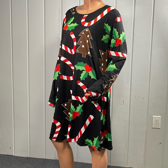 * For G & PL Women's Holiday Candy Cane Pattern Long Sleeve Tunic Dress Sz… - Picture 3 of 11